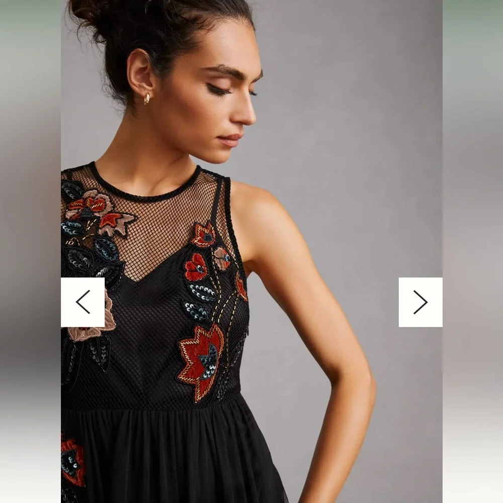Anthropologie Not So Serious by Pallavi Mohan Midnight Garden Maxi Dress - Picture 3 of 14